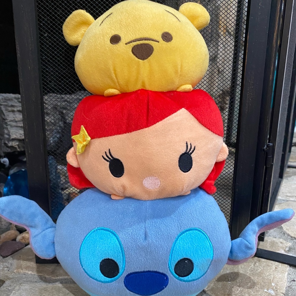 Disney Tsum Tsum Pillow Plush Winnie the Pooh, Ariel, Stitch, 15"